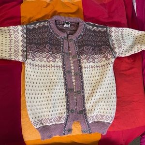Vintage DALE of NORWAY Fair Isle Cardigan Sweater Oversized Medium Wool